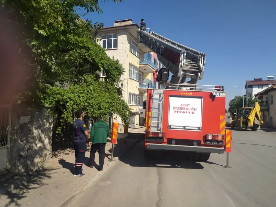Beyşehir’de itfaiyenin kedi kurtarma seferberliği 