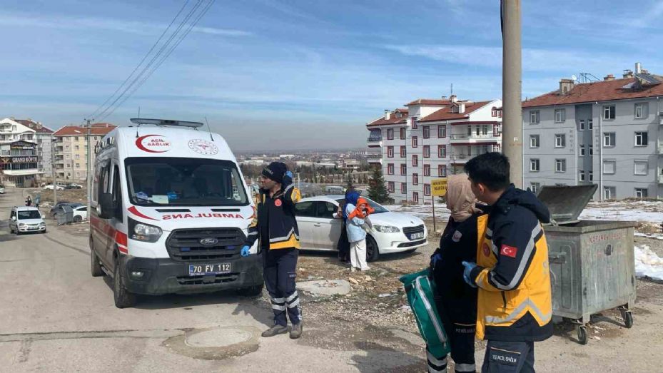 Karaman’da çıkan yangın nedeniyle balkonda mahsur kalan 2 kişiyi itfaiye kurtardı