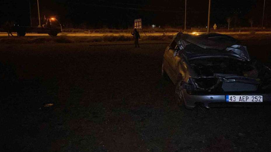 Karaman’da takla atan otomobilin sürücüsü yaralandı