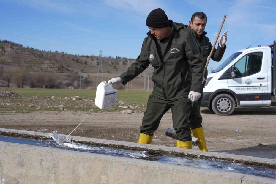 Gölbaşı’nın çeşmeleri vektörle mücadele kapsamında temizlendi