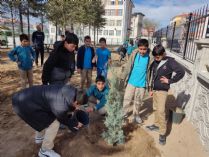 Kulu’da öğrenciler fidan dikti