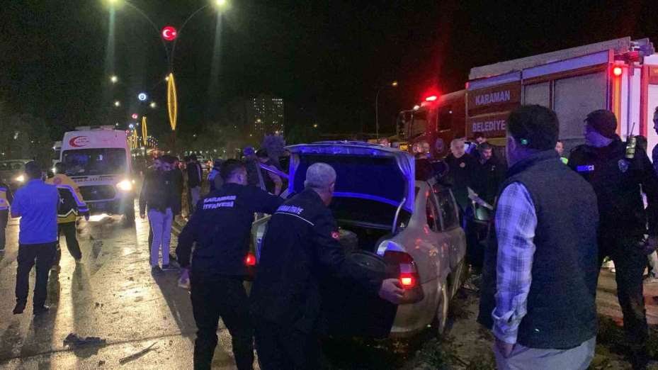 Karaman’da takla atan otomobildeki 2 kişi yaralandı