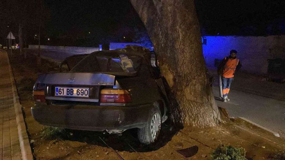 Ağaca çarpan otomobilin sürücüsü ağır yaralandı