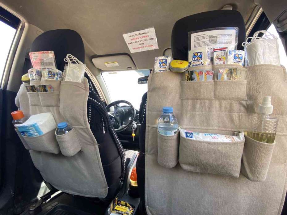 Taksisine hijyen köşesi kurdu, müşteri memnuniyeti katlandı