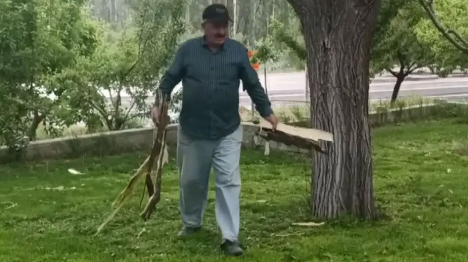 Evin bahçesine düşen yıldırım paniğe neden oldu