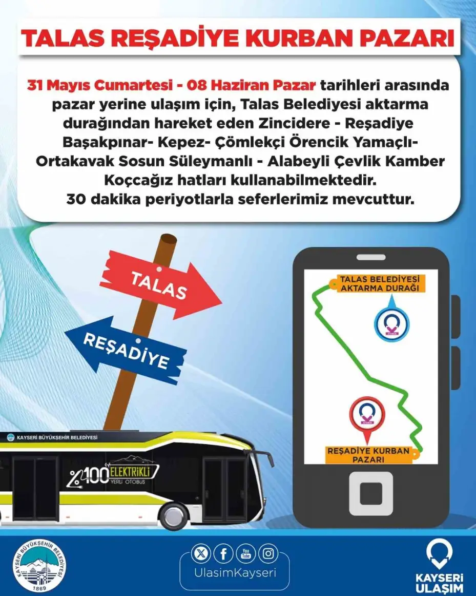 Büyükşehir Ulaşım A.Ş.’den kurban pazarlarına özel otobüs seferleri