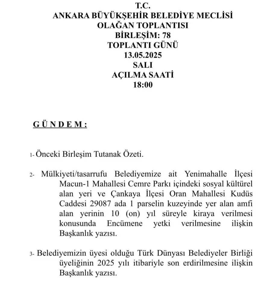 CHP’li Ankara Büyükşehir Belediyesi, Türk Dünyası Belediyeler Birliği’nden çekilme kararı aldı