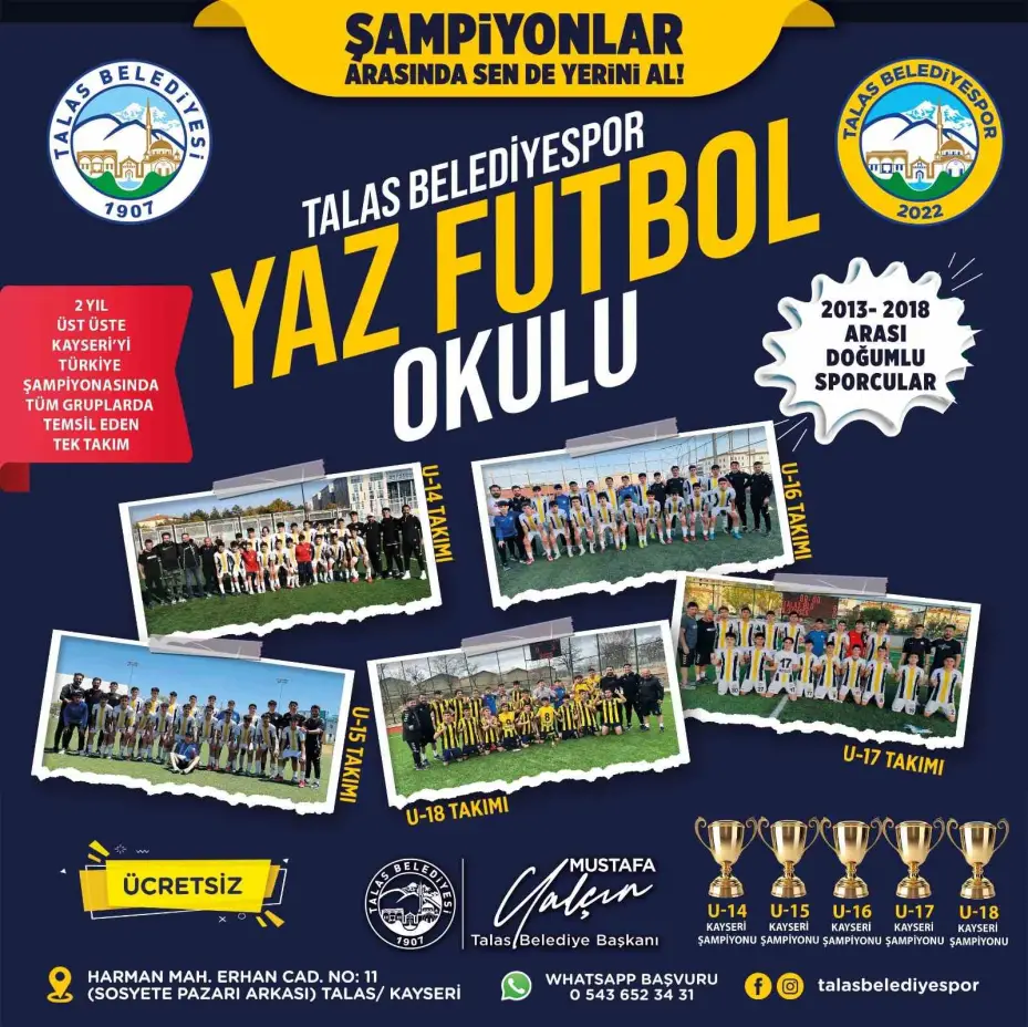 Talas Belediyespor Yaz Futbol Okulu kapılarını açtı