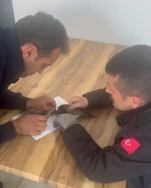 Ağlara takılan kuşu itfaiye kurtardı