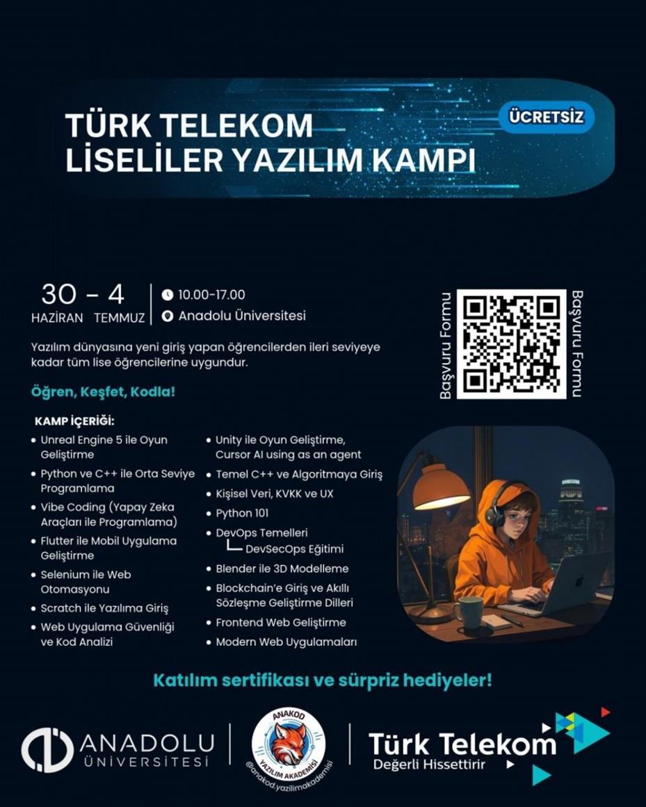 Anadolu Üniversitesi’nden öğrencilere ücretsiz yazılım kampı