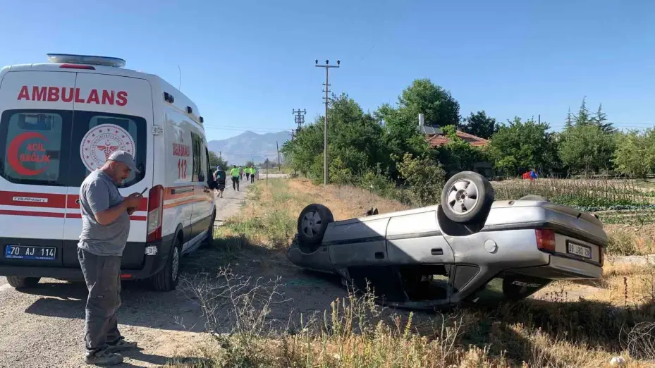Karaman’da otomobil takla attı: 1 yaralı