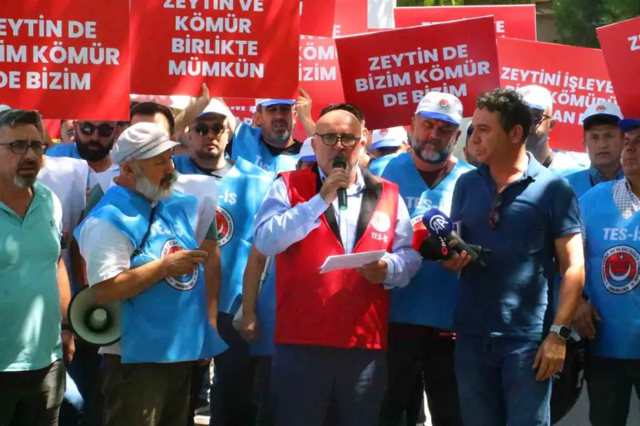 TES-İŞ ve Muğla Milaslı muhtarlardan maden yasasındaki düzenlemelerle ilgili TBMM önünde destek