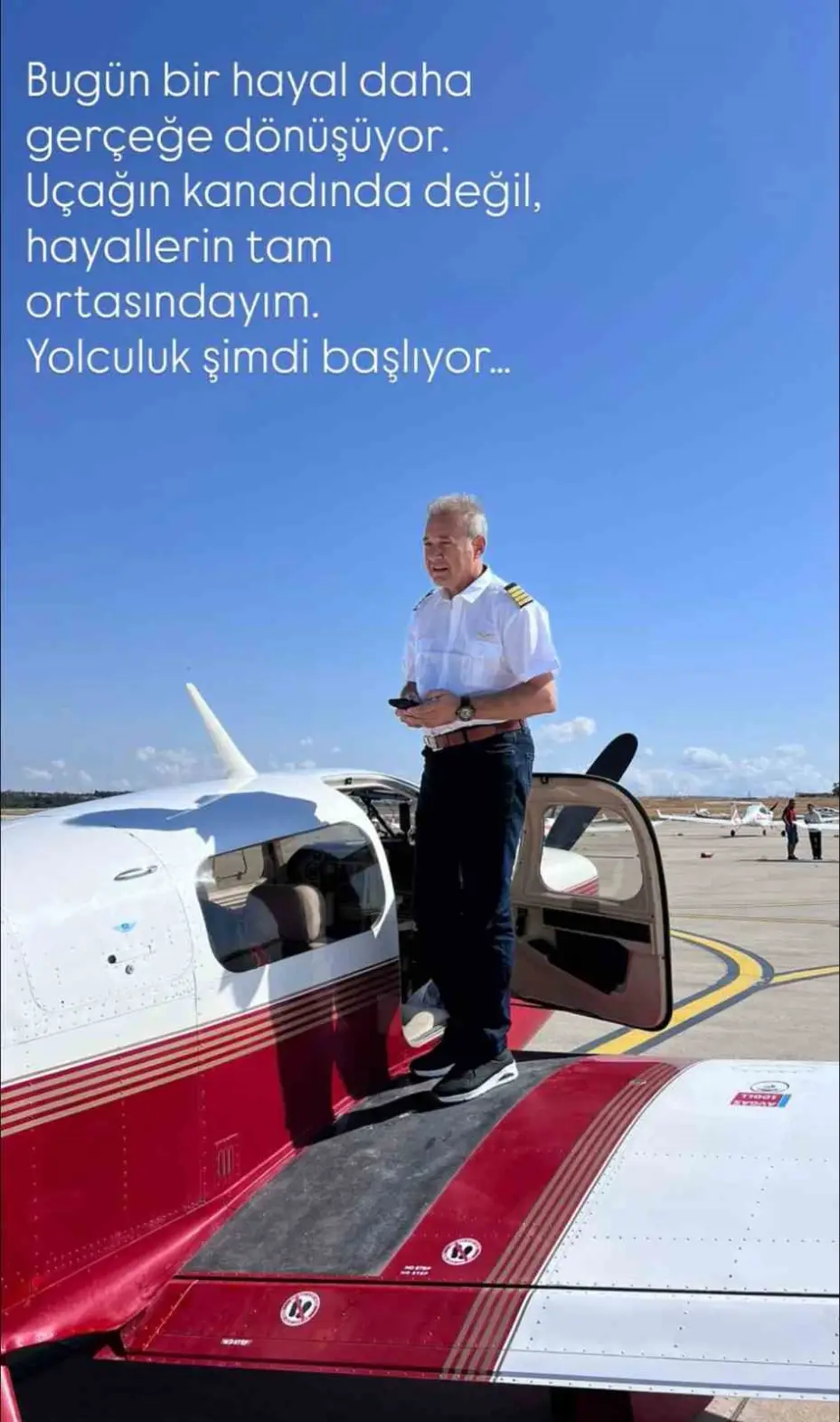 Pilotun son paylaşımı, "Uçağın kanadında değil, hayallerin tam ortasındayım" oldu
