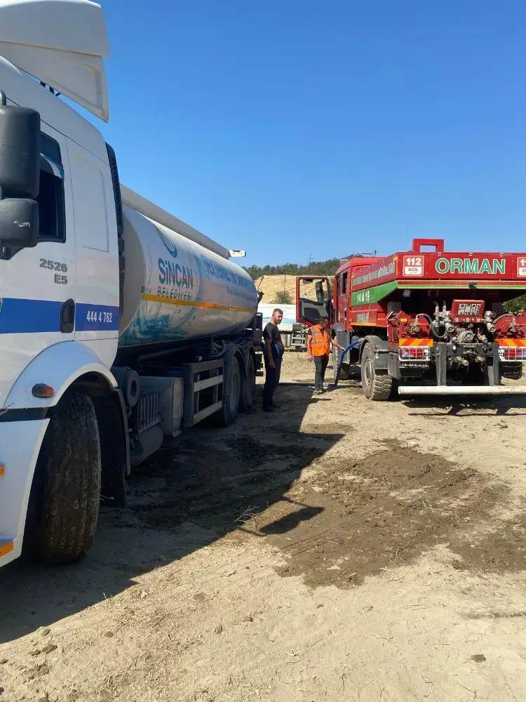 Sincan Belediyesi’nden orman yangınlarına su tankeri ve personel desteği