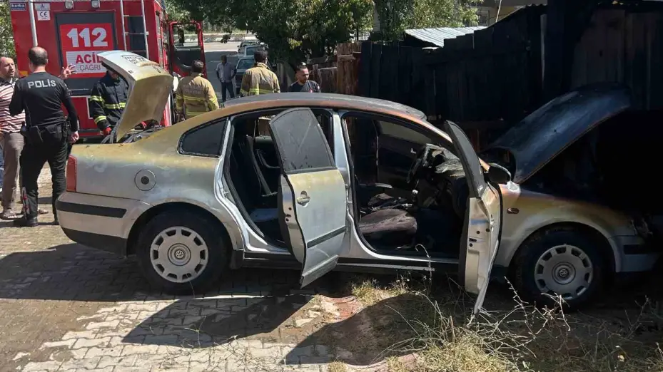 Kırıkkale’de ot yangınında otomobil ve garaj zarar gördü