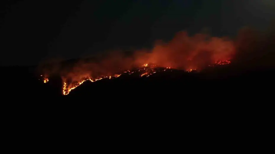 Çankırı’daki orman yangını havadan görüntülendi