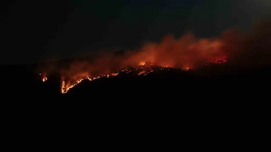 Çankırı’daki orman yangını havadan görüntülendi
