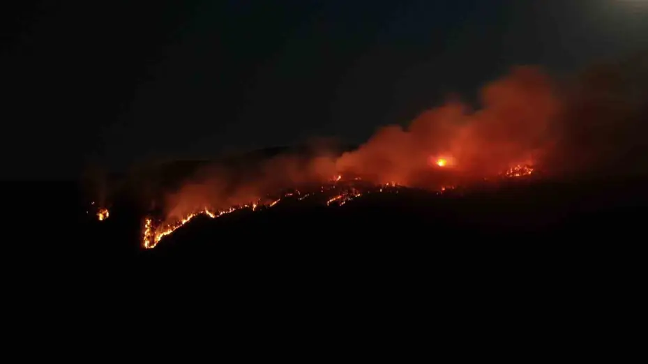 Çankırı’daki orman yangını havadan görüntülendi