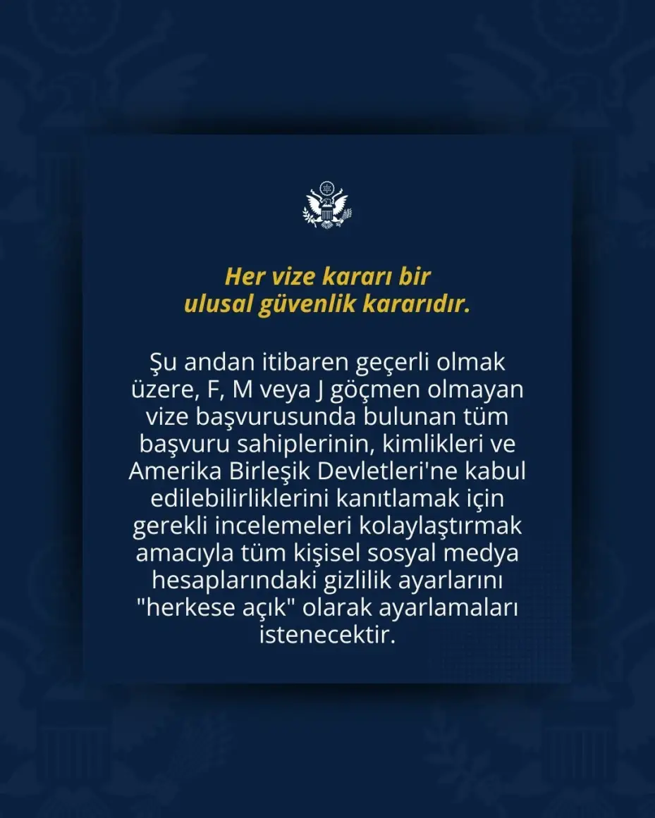 ABD vize başvurusunda sosyal medya hesaplarına "herkese açık" şartı