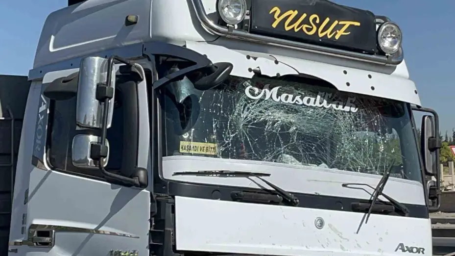 Kontrolden çıkan tır bariyerleri biçti