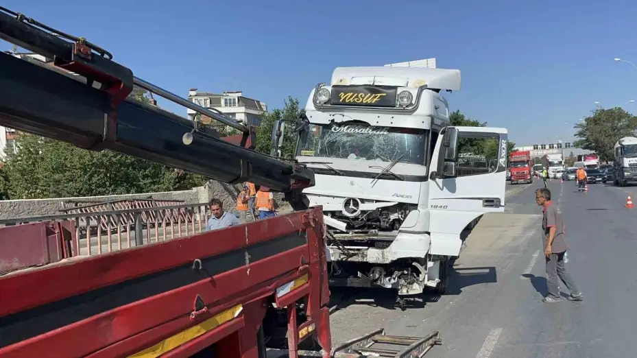 Kontrolden çıkan tır bariyerleri biçti