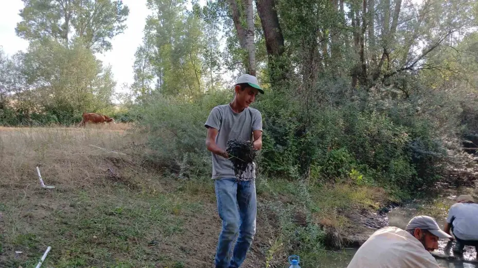 Hayvanları su içebilsin diye elleriyle mini gölet yaptılar
