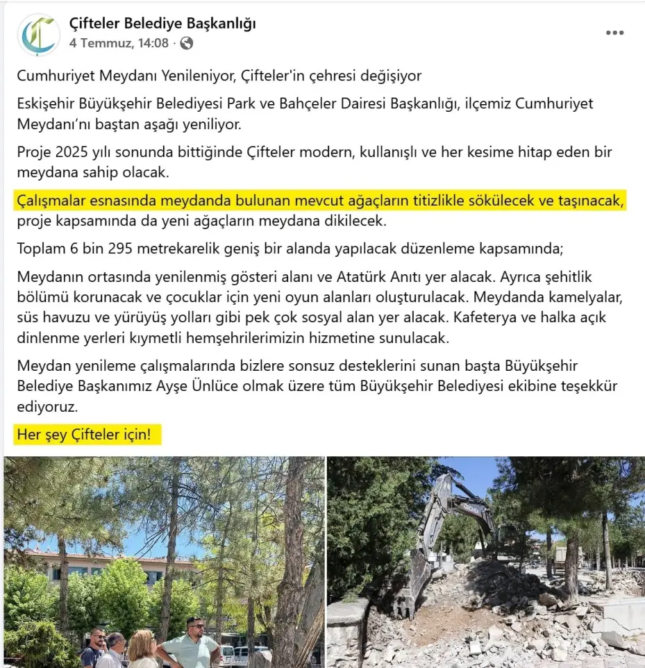 Gürhan Albayrak’tan CHP’li belediyelere sert tepki: "Güzelim ağaçlardan ne istediniz?"