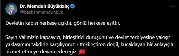 Başkan Büyükkılıç: "Devletin gönlü herkese eşittir"