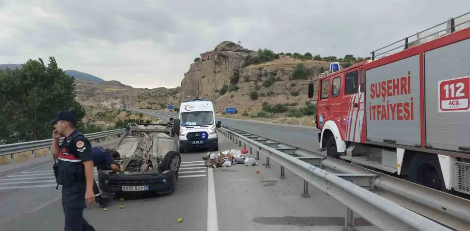 Lastiği kopan otomobil takla attı: 1 yaralı