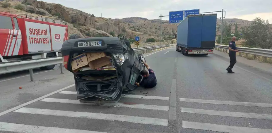 Lastiği kopan otomobil takla attı: 1 yaralı