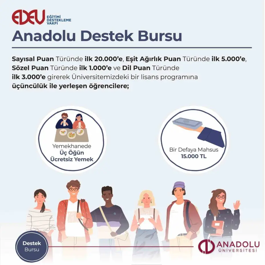 Anadolu Üniversitesi burslarıyla da öğrencinin yanında