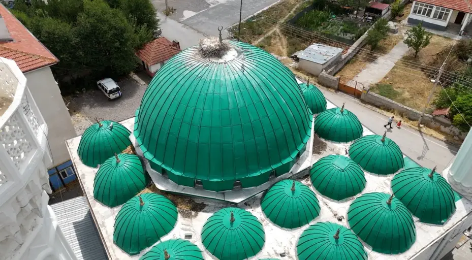 Bu caminin kubbesi yıllardır leyleklere ev sahipliği yapıyor
