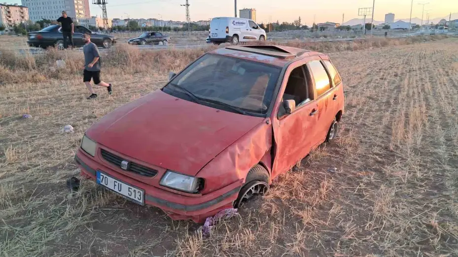 Karaman’da kontrolden çıkan araç takla attı: 1 yaralı