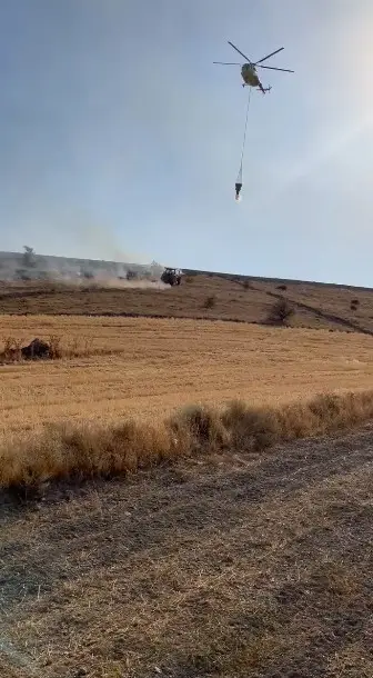Eskişehir’de otluk alanda çıkan yangın ormana sıçramadan söndürüldü
