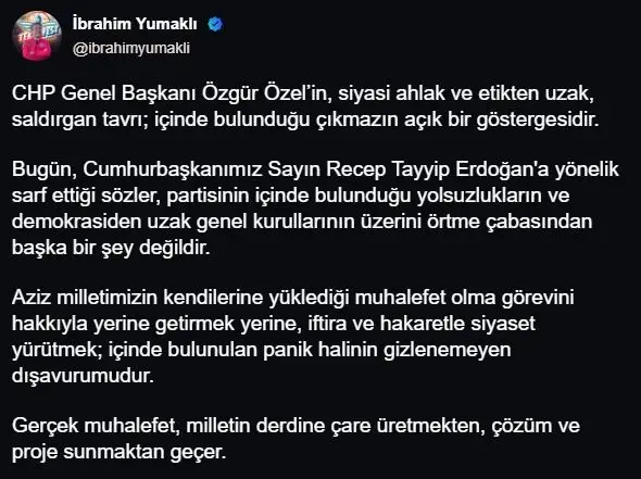 Bakan Yumaklı: "Gerçek muhalefet, milletin derdine çare üretmekten, çözüm ve proje sunmaktan geçer"