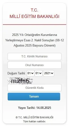 LGS kapsamında yerleştirmeye esas 2’nci nakil sonuçları açıklandı