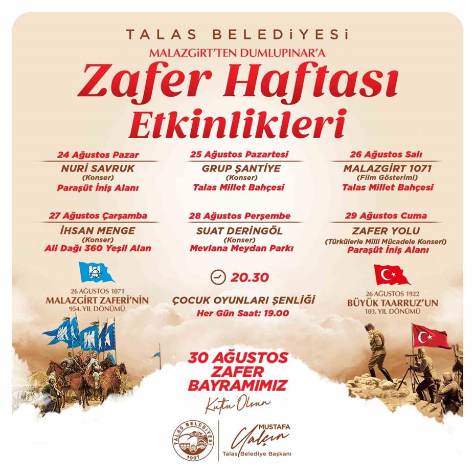 Zafer Haftası Talas’ta coşkuyla kutlanacak
