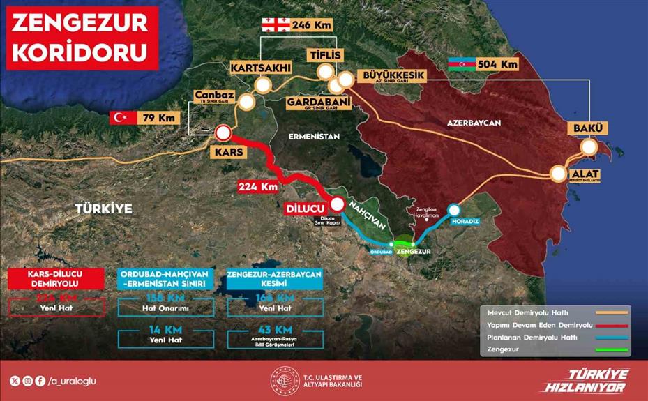 Bakan Uraloğlu: "Kars-Iğdır-Aralık-Dilucu Demiryolu Hattı’nın tamamı yaklaşık 110 milyar lira yatırım bedeliyle inşa edilecek"