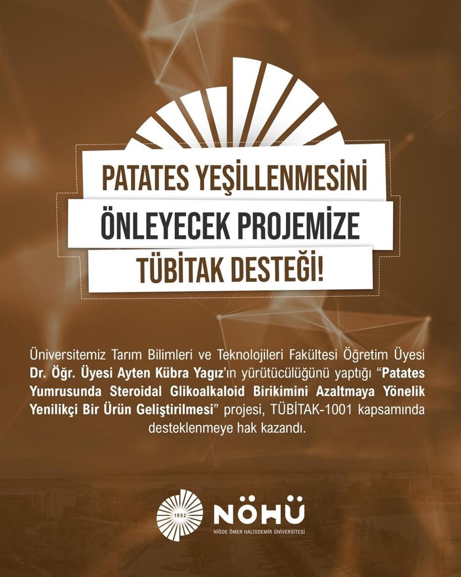 Patates yeşillenmesine çözüm üreten projeye TÜBİTAK desteği