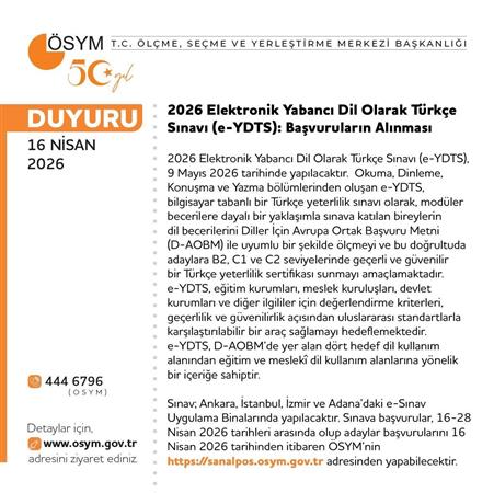 ÖSYM’den Türkiye’de bir ilk: e-YDTS başvuruları açıldı