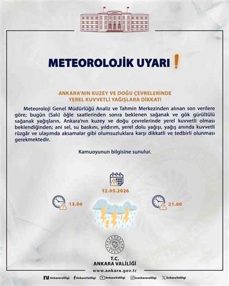Ankara Valiliğinden kuvvetli yağış uyarısı