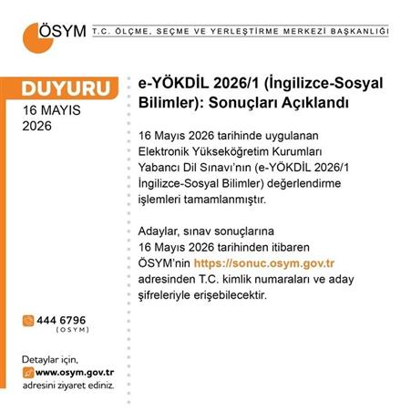 e-YÖKDİL 2026/1 sonuçları açıklandı