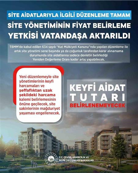 Site aidatlarını artık site yönetimi değil vatandaş belirleyecek