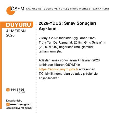 YDUS sonuçları açıklandı