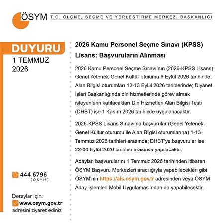 2026 Lisans KPSS başvuruları başladı