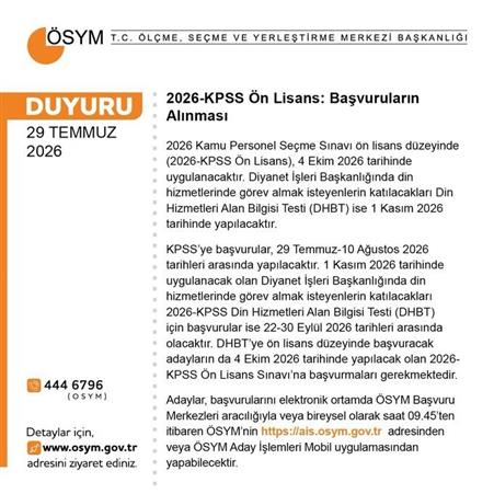 KPSS Ön Lisans başvuruları başladı