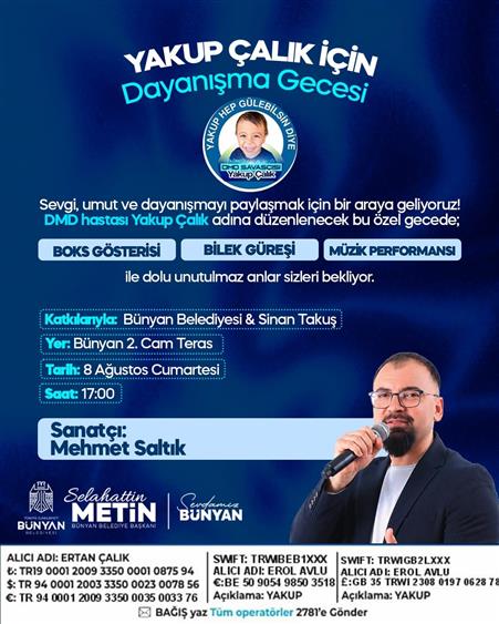 Bünyan’da hasta çocuk için dayanışma gecesi düzenlenecek