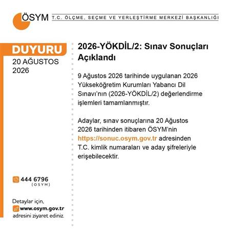 2026-YÖKDİL/2 sonuçları açıklandı