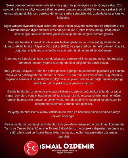 İsmail Özdemir: "MHP olarak çiftçilerimizin talep ve beklentilerinin yanında olmaya devam edeceğiz"