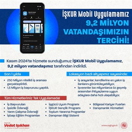 Bakan Işıkhan: "İŞKUR Mobil 9,2 milyon vatandaşa ulaştı"